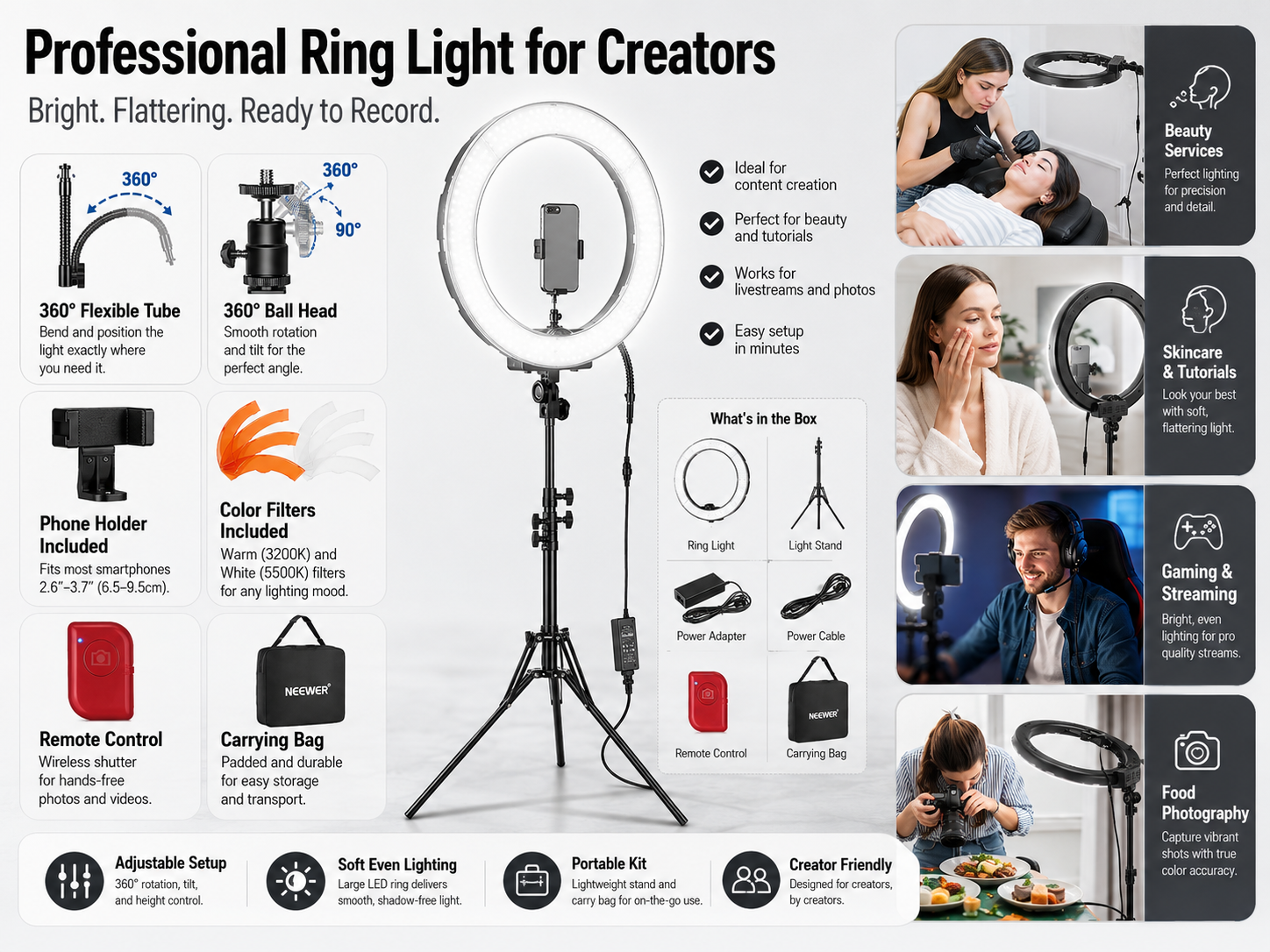 NEEWER Ring Light 18-inch Kit