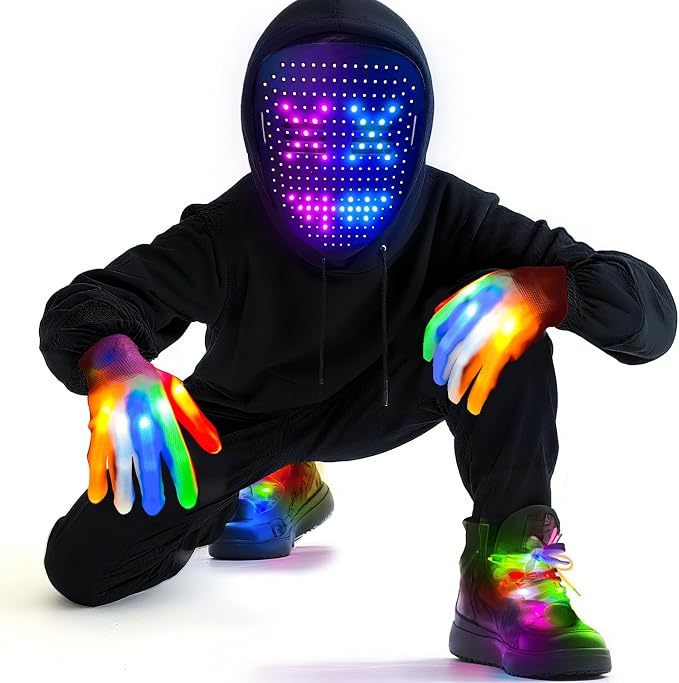 LED Mask, Skeleton Gloves & Shoelaces Set